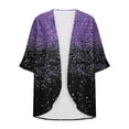 thumbnail image 5 of lcziwo Holiday Sales, Women's Floral Print Chiffon Cardigans Puff Sleeve Kimono Cardigan Loose Cover Up Casual Blouse Shugs Tops Purple XL, 5 of 6