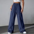 thumbnail image 4 of MEICHEN Essentials Summer Fashion Clothes for Women Women Elastic Waisted Parachute Hiking Pants with Pockets Water Lightweight Pants Casual Pants for Women, 4 of 8