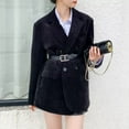 thumbnail image 2 of Vintage Corduroy Blazer Women Double Breasted Black Suit Jacket Korean Elegant Casual Coat Streetwear All Match Outerwear, 2 of 6