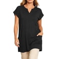 thumbnail image 3 of Horkkom Tunic Tops for Women Summer V Neck Short Sleeve Tops Solid Color Loose Casual Tops with Pockets L, 3 of 7