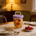 thumbnail image 4 of Lot de 2 - Gobelet Portable pour Salade de Fruits avec Fourchette, Conception à Double Couche d'Égouttage, Couvercle Étanche et Poignée de Transport, Réutilisable, 5 Pouces x 3.9 Pouces x 3.9 Pouces, Beige, QFL, 4 of 6