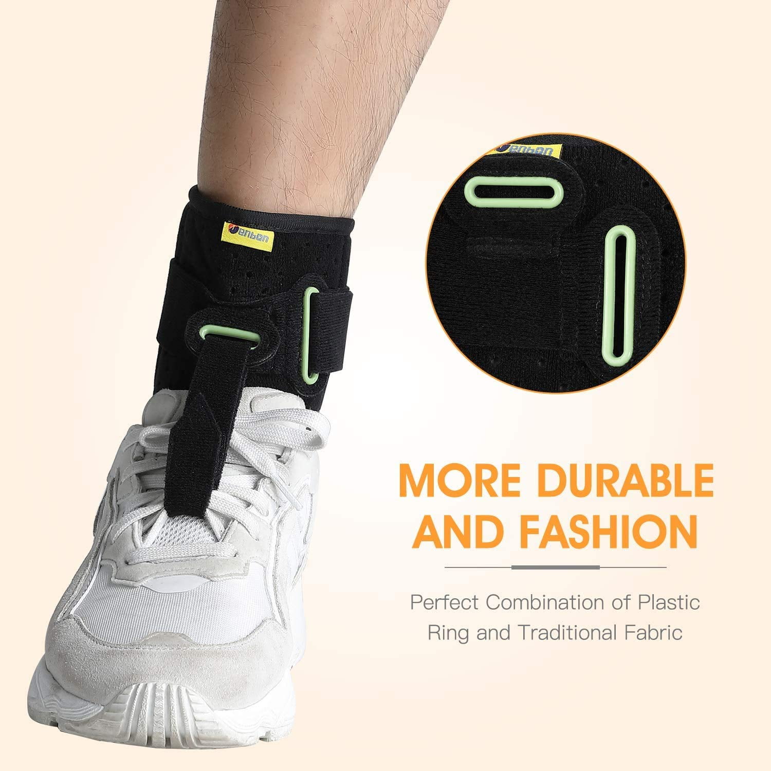TENBON Ankle Support Drop Foot Brace Orthosis - Comfort Cushioned Adjustable Wrap Compression For Improved Walking Gait, Prevents Cramps Ankle Sprains