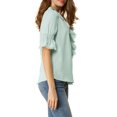 thumbnail image 5 of Allegra K Women's Ruffled V Neck Puff Elbow Sleeve Semi-Sheer Chiffon Blouse, 5 of 7