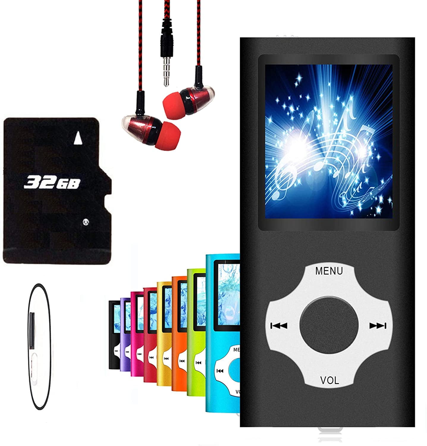 Hotechs Music Player with 16GB Memory SD Card with Photo/Video Play/FM Radio/Voice Recorder/E-Book Reader MP3 Player 