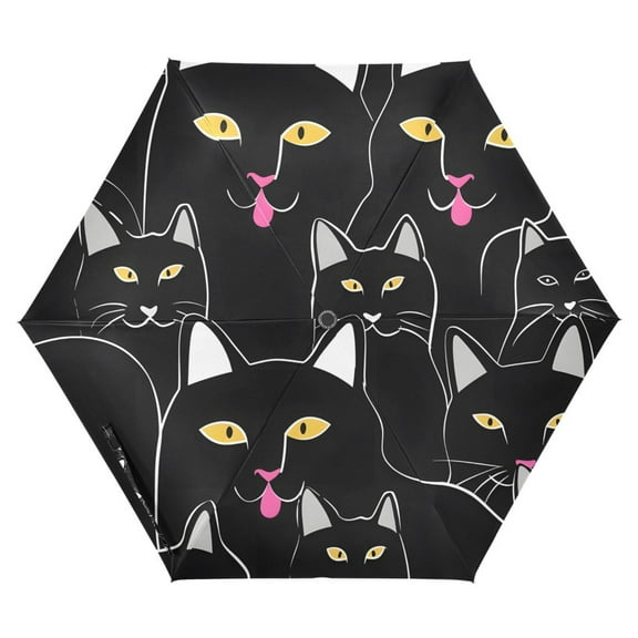 ALAZA Cat Doodle UPF 50  Compact Folding Umbrella for Rain Travel Umbrella Packable