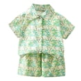 thumbnail image 4 of ANINEO Boys Summer Outfit Sets Tropical Beach Theme Short Sleeve Lapel Shirt And Shorts Comfy Casual Two Piece For Kids Versatile Child Clothes Sets, 4 of 5