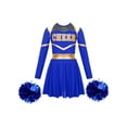 thumbnail image 3 of YIZYIF Girls Cheer Leader Uniform Outfit Off-Shoulder Dress Juniors High School Carnival Festival Cosplay Party Costume Royal Blue-A 16, 3 of 7