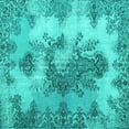 thumbnail image 1 of Ahgly Company Indoor Square Medallion Turquoise Blue Traditional Area Rugs, 8' Square, 1 of 4