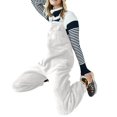 thumbnail image 4 of TrendVibe365 Ski Bibs for Women Fleece Overalls One Piece Bibs Jumpsuits Adjustable Suspender Straps Warm Winter Fuzzy Ski Pants Casual Loose Fit Sleeveless Rompers with Pockets White XL(US=10), 4 of 8