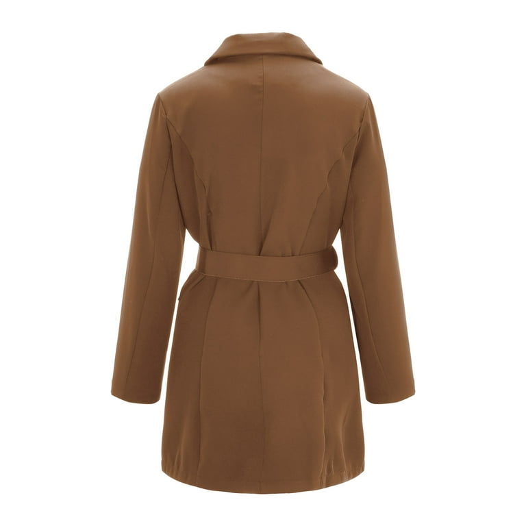 winter coats for women double long sleeve belt dress solid color