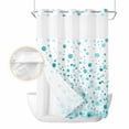 thumbnail image 2 of Turquoise Polka Dot No Hook Shower Curtain Waterproof,Bathroom Curtains with Snap in Liners and See Through Top Window,Modern Art Abstract Watercolor Dot Hotel Style Bathtub Curtains Shower 72"Wx84"L, 2 of 8
