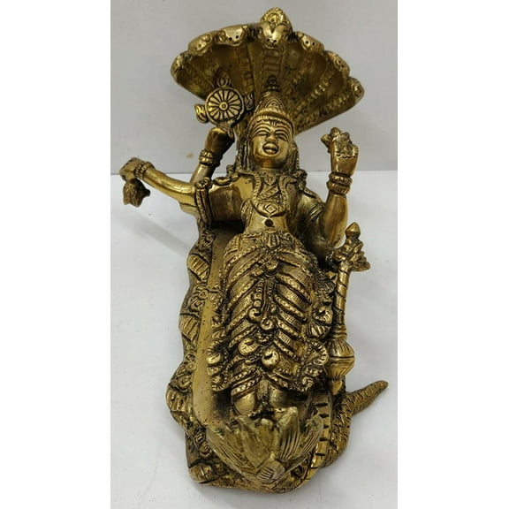 Lord Vishnu Resting on Sheshnag Vishnu Brass Statue Indian God Statue Lord Vishnu Figurine Hindu God Vishnu Idol Sculpture Sheshshayi Narayana Murti Spiritual Religious Pooja Item - AtoZ India Cart
