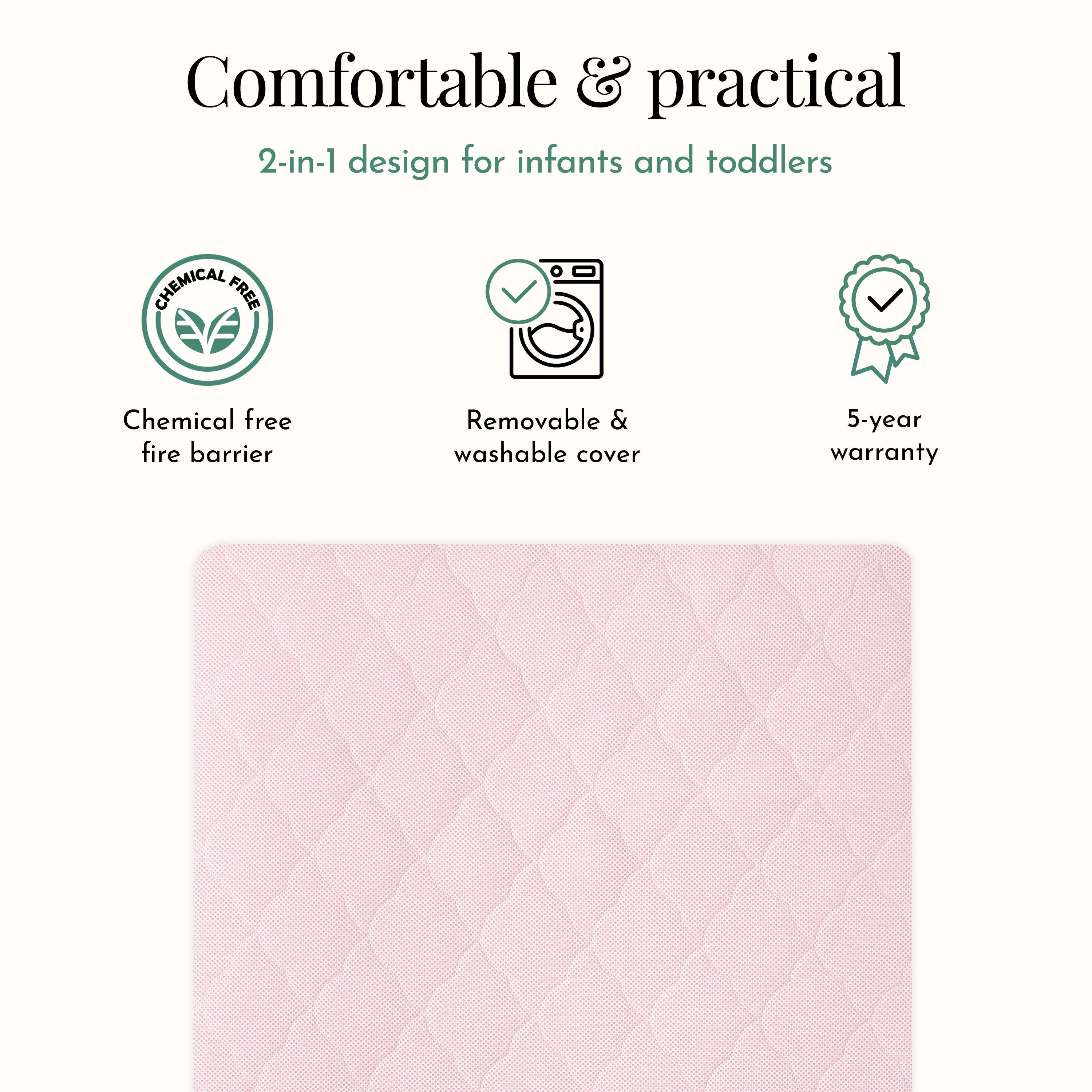 Evolur Wondernap 2 in 1 Full-size Crib Mattress, Pink