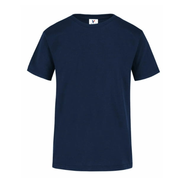 Playera Peso Completo de Cuello Redondo y Manga Corta, Unisex para Jóvenes, Color Marino, 100% Algodón, Talla Grande Yazbek J0300
