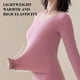 thumbnail image 3 of Camisetas de manga larga para mujer, 3 piezas, cuello redondo, elásticas, ajustadas, con capas, 3 of 8