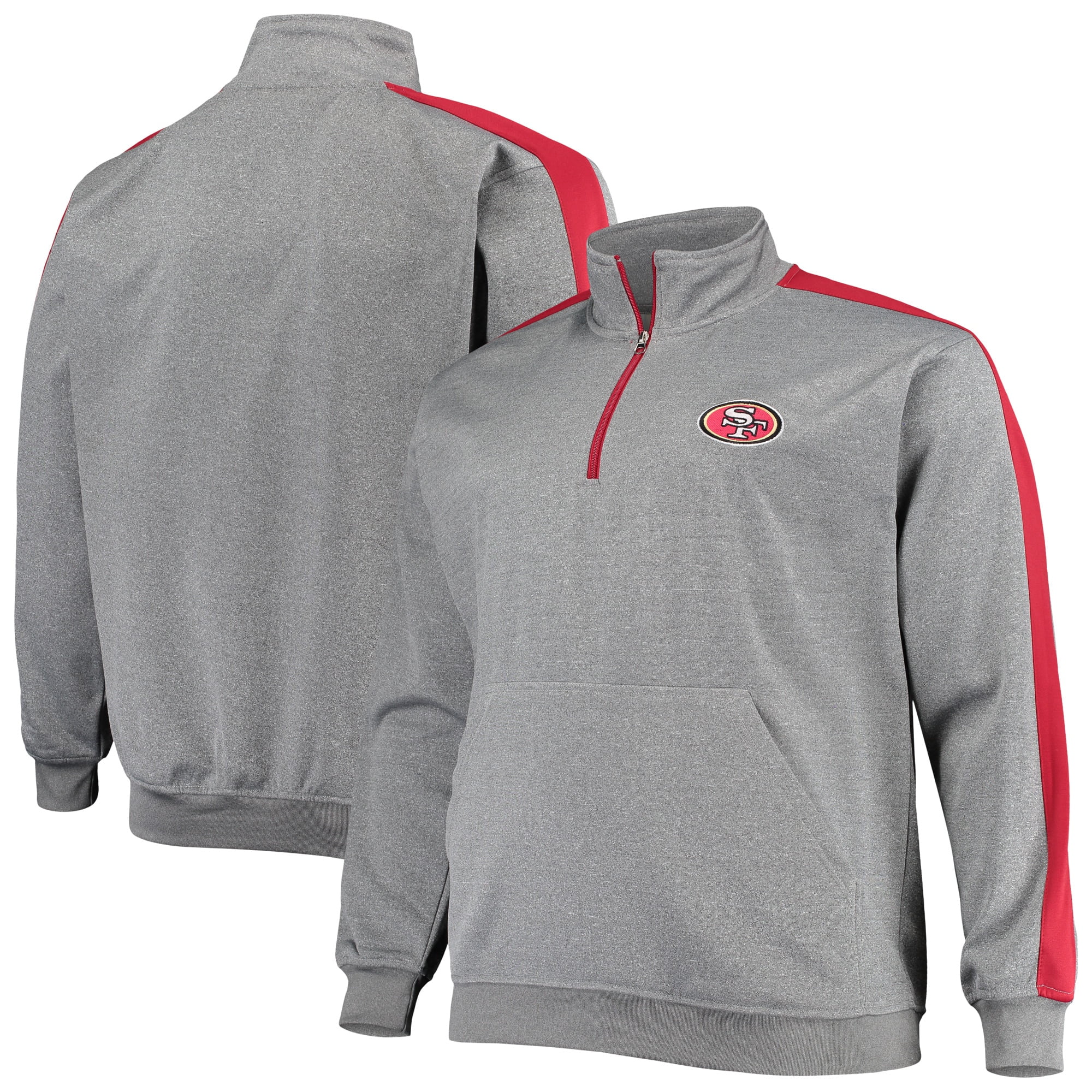 San Francisco 49ers Fanatics Branded Big & Tall Quarter-Zip Jacket - Heathered Charcoal 