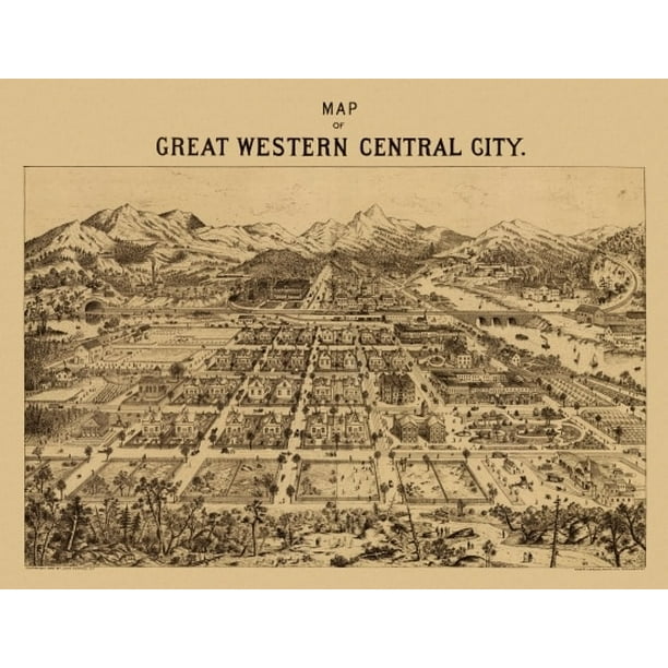 Antique Map of Central City Colorado 1887 Gilpin County Poster Print