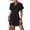 Black-1, variant on Womens Hooded Button Down Swimsuit Cover Up Roll Sleeve Beach Shirt Dress Cover-ups S-XXL