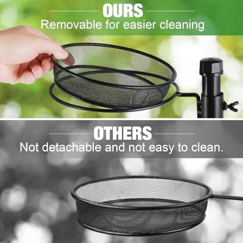 RibRave Wall Mounted Bird Feeder With Detachable Tray and 2 Water Bowls for Balcony, Yard, Fence, and Tree - Black