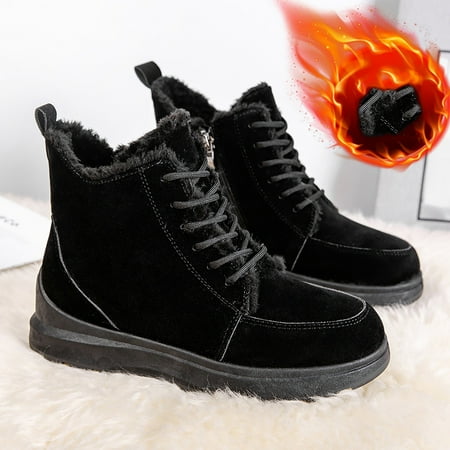 

WQJNWEQ Women Boots Large Solid Color s Cotton Suede Lace Up Student Warm Short Snow Anti-Slip Comfort