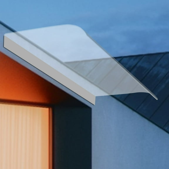 Durable front door canopy with 31.5*15.75in coverage, UV and weather-resistant PC material, stylish modern design with clear perspective, noise-reducing for peaceful use
