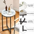 thumbnail image 4 of AWQM Round Side Table, 2-Piece Faux Marble End Table with Metal Frame,Small Coffee Table,Modern Accent Table Nightstand Home Decor for Living Room Bedroom Office,Black+White, 4 of 6
