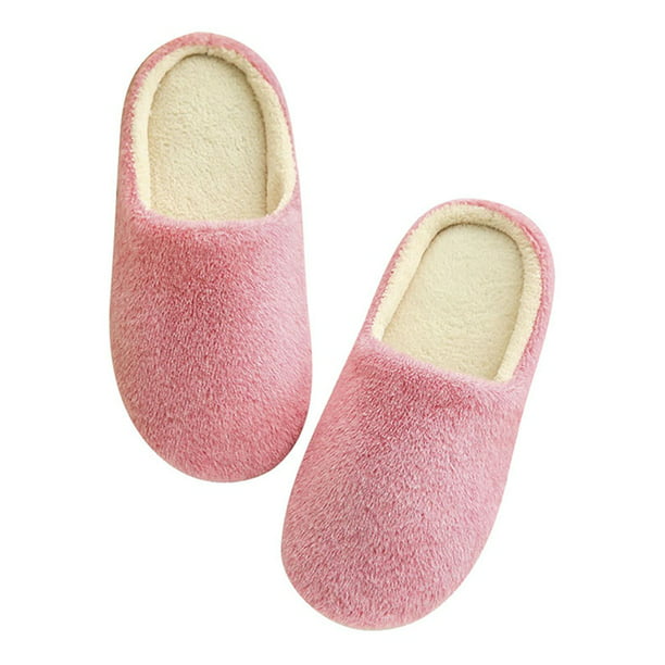Women Men Warm Fleece Anti-Slip Slippers Indoor House Shoes - Walmart.com