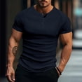 thumbnail image 2 of YLSDY Men's Henley Shirts Short Sleeve Casual Ribbed Knitted Summer T-Shirt Slim Fit Workout Muscle Tops Navy XXXL, 2 of 6