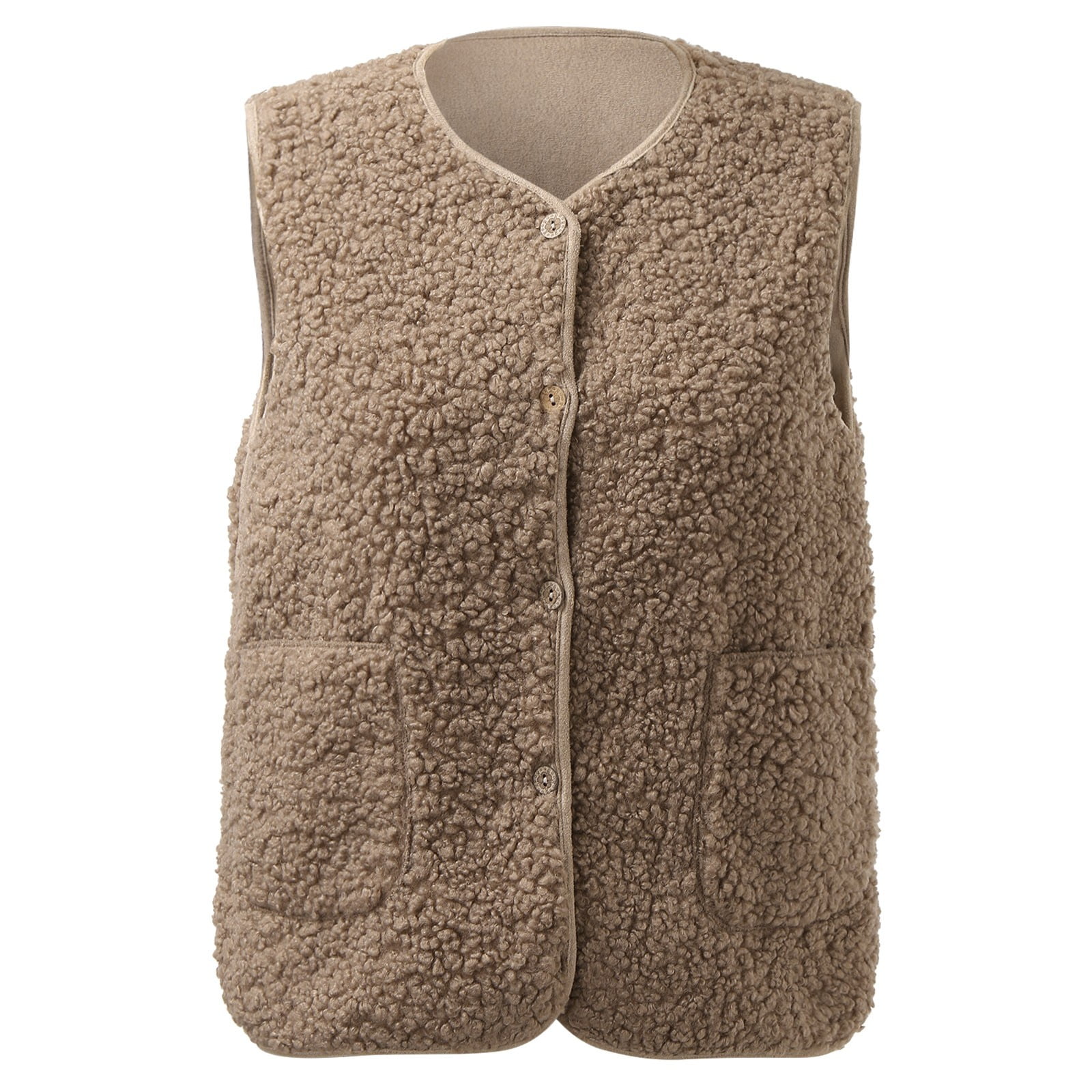 Gilet Sans Manches Femme Chaud En Peluche – Doudoune Polaire Douce Et Mignonne Pour L'Hiver, Cardigan Col V Décontracté