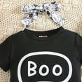 thumbnail image 4 of WeeBloom Baby Halloween Outfit Kids Hallowmas Short Sleeve Tshirt Bell Bottom Headbands Clothes Toddler Outfits For Girls,Black 2-3 Years, 4 of 8