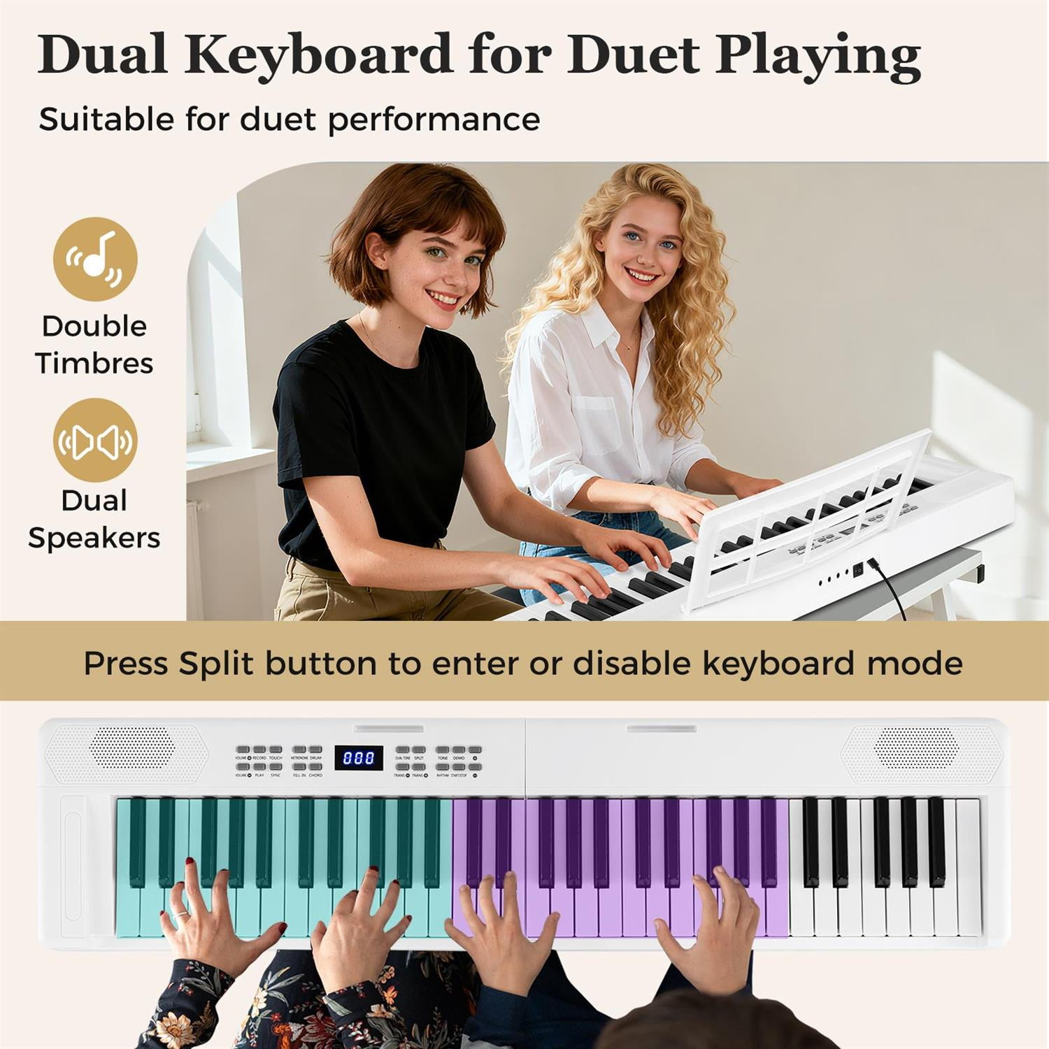 Demifill Home & Stage 88-Key Keyboard Piano Set, 800 Timbres & 600 Rhythms, Adjustable Stand, Black