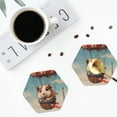 thumbnail image 4 of Vsdgher Hot Air Balloon Guinea Pig Leather Coasters for Drinks, Durable Drink Coasters 4 Set for Tabletop Protection, Luxurious Home Décor and Housewarming Gift ( {designName})Hexagon, 4 of 6