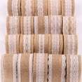 thumbnail image 3 of Decorative Burlap Fabric Ribbons Jute Roll with Lace for Craft Gift DIY Projects 200x5cm (A), 3 of 8