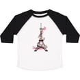 thumbnail image 3 of Inktastic Eiffel Tower in Paris with Flowers and Pink Banner Boys or Girls Toddler T-Shirt, 3 of 5