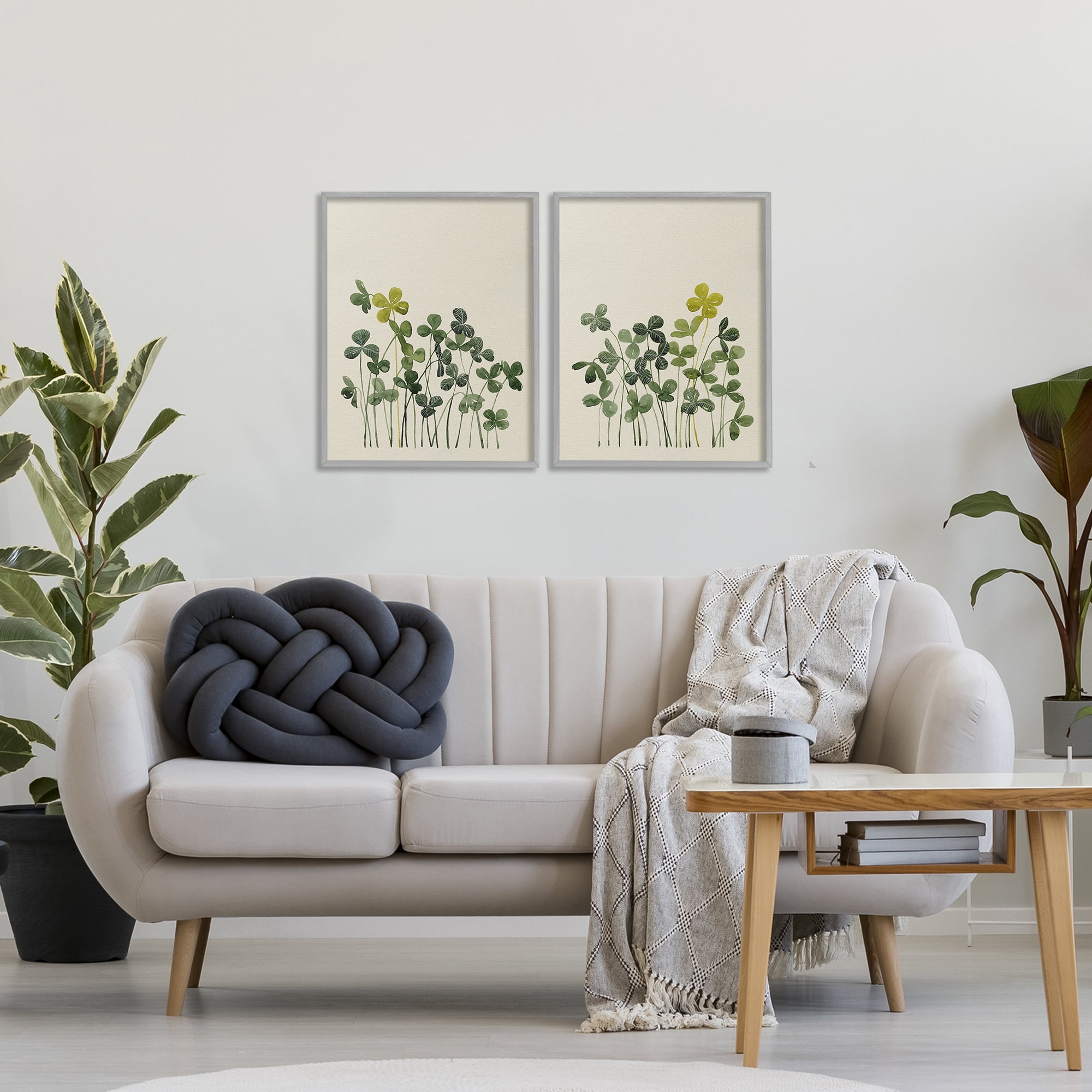 Minimal Hidden Gems 2 Piece Gray Framed Giclee Art Set, design by Grace Popp