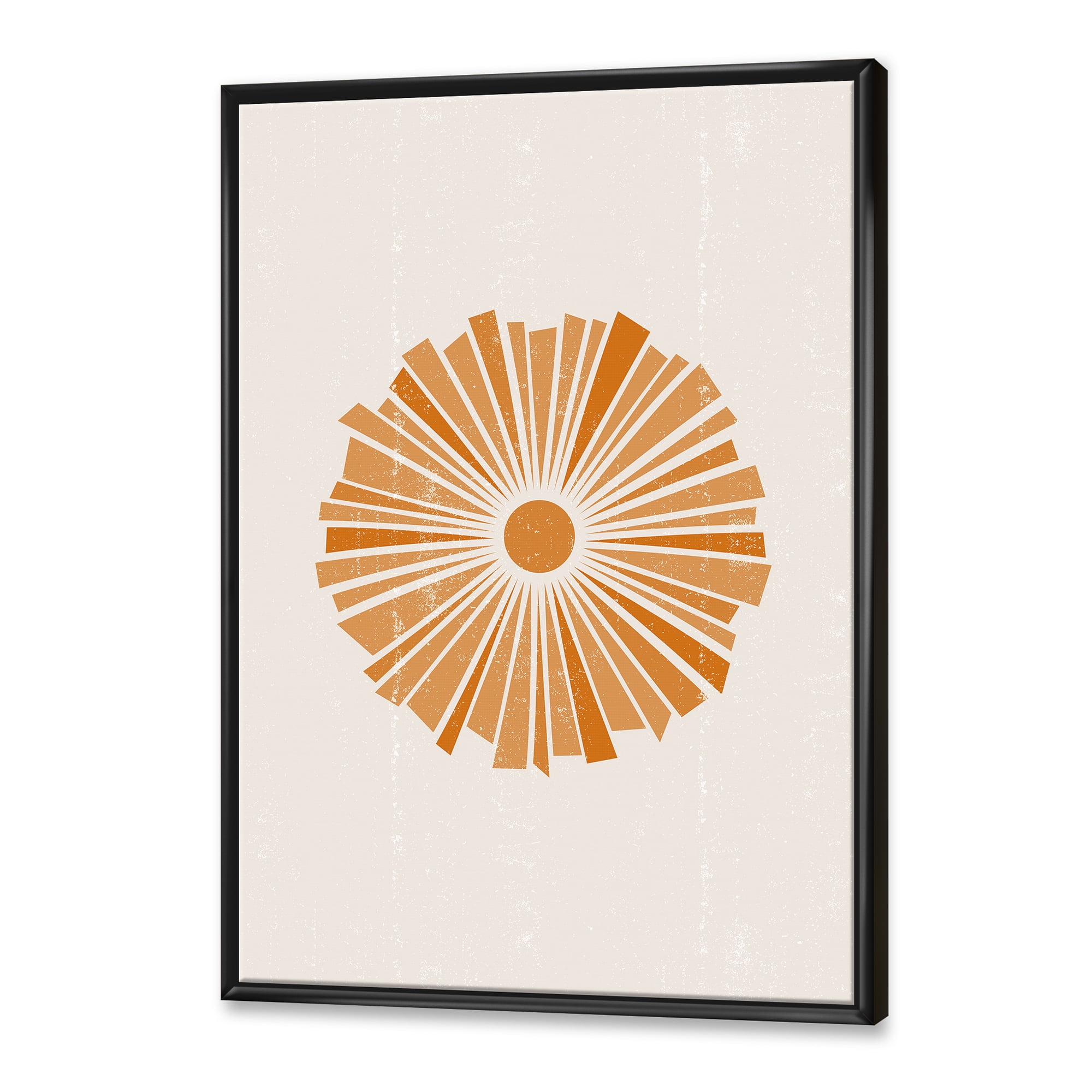 Designart 'Orange Radiant Sun I' Modern Framed Canvas Wall Art Print