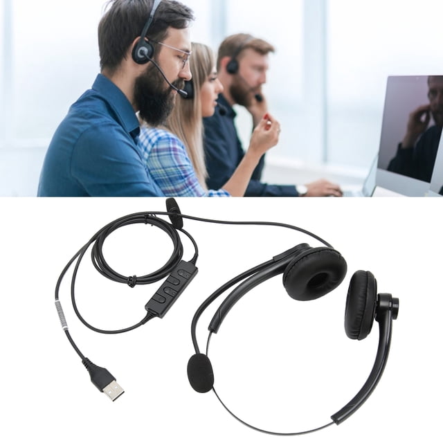 Casque Téléphonique Filaire, Réduction de Bruit Casque Service Client, Design Ergonomique Casque Binaural Doux avec Micro pour Centre d'Appels Service Client