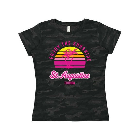 Inktastic Summer Enjoy the Sunshine St. Augustine Florida in Pink Women's T-Shirt