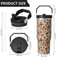 thumbnail image 4 of 30oz Handheld Travel Tumbler with Handle – Double Wall Stainless Steel Insulated Cup, Flip Straw Lid, Leak-Proof & BPA-Free for Hot and Cold Drinks – Durable Coffee & Juice Mug Pink, 4 of 7