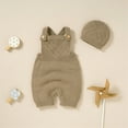 thumbnail image 6 of Generic Warm Blouse for Little Boys Baby Knit Romper Cotton Sleeveless Boy Girl Sweater Clothes Solid Jumpsuit 1 Piece Outfits with Hat Caps Set(Khaki,0-3 Months), 6 of 9