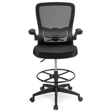 Barara King Office Chairs,Mesh Chairs,Height Adjustable Drafting Chair with Flip Up Arms-Black