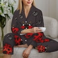 thumbnail image 6 of Uemuo Red Ladybugs Pattern Womens Pajama Sets,PJ Set for Women,Pajamas for Women Logo,Long Sleeve Pajama Set for Women,Soft Long Sleeve Top With Pants-Small, 6 of 9