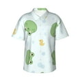thumbnail image 1 of Fotbe Kawaii Frogs Camisa Hawaiana para Hombre Unisex – Camisa Casual de Verano con Botones de Manga Corta de Algodón y Lino,Small, 1 of 7