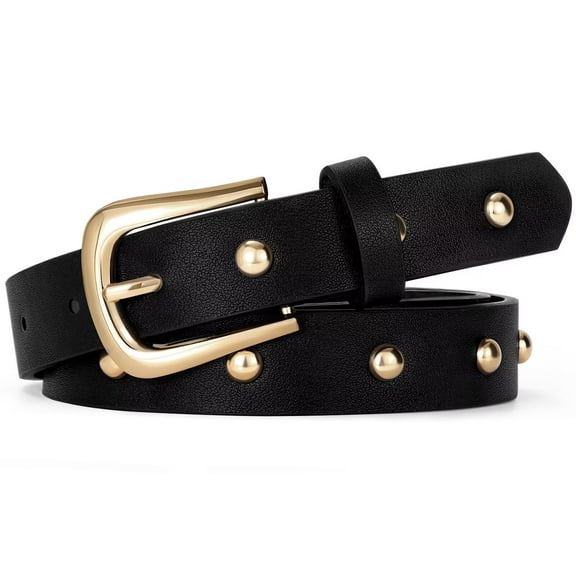JASGOOD Women Leather Belts Fashion Studded Punk Belt for Holiday Party