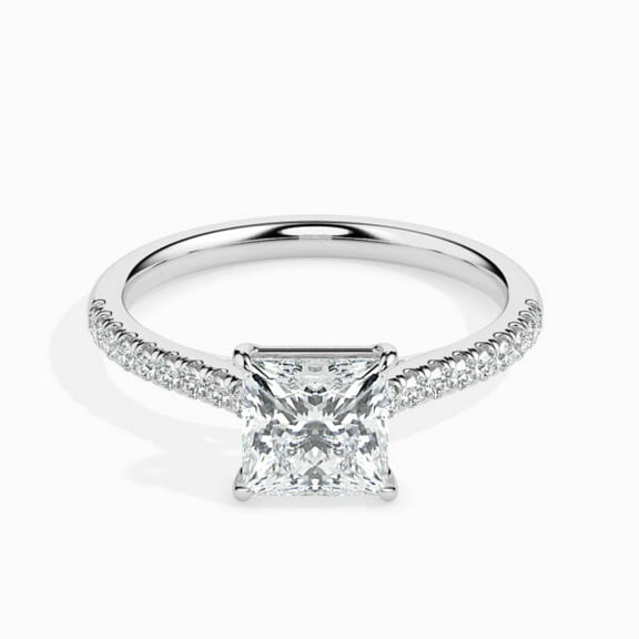 1 Carat Beautiful IGI Certified Lab Grown Diamond Engagement Ring for her 10K White Gold | Princess Cut Side Stone Diamond Rings | Size 7 Diamond-Capitals