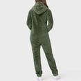 thumbnail image 4 of BiZtdJrK Womens Zipper Fuzzy Pajama Jumpsuit with Drawstring Hood Winter Warm Fleece One Piece Sleep Pants Casual Loose Pocket Loungewear, Army Green, XXL, 4 of 7