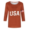 thumbnail image 5 of Avrnliq Womens American Flag 3/4 Sleeve Crew Neck T-Shirt Patriotic USA Casual Soft Stretch Plus Size Holiday Top Orange,Size XL, 5 of 5