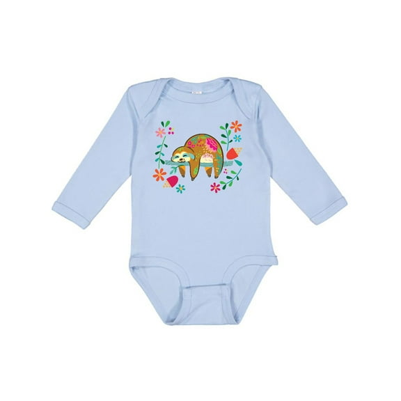 Inktastic Sloth Gifts for Girls Girls Long Sleeve Baby Bodysuit