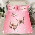 thumbnail image 2 of Castle Fairy Abstract Flying Butterflies Twin Sheet Sets 3pcs for Adults Female Men,Crystal Bling Glitter Twin Fitted Sheet Microfiber,Graffiti Splash Breathable Flat Sheet,Ultra Soft Home Decor, 2 of 7