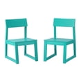 thumbnail image 2 of WestinTrends Paloma Modern HDPE Outdoor Armless Patio Dining Chairs (Set of 2), Turquoise, 2 of 15